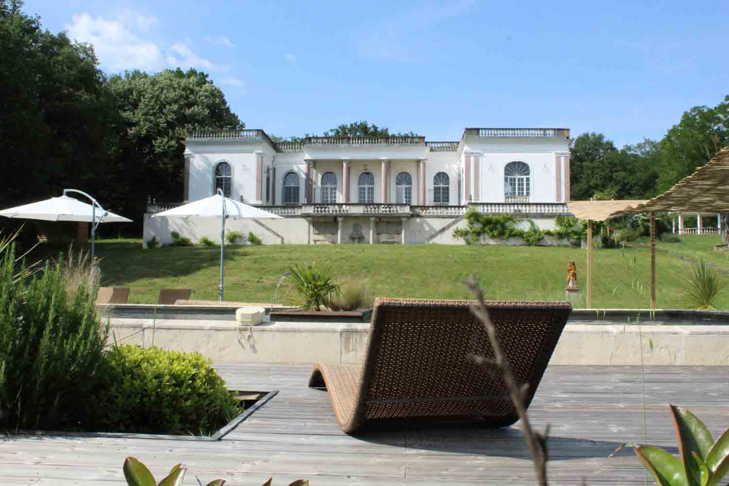 View of Pourpry Castle from the swimming area